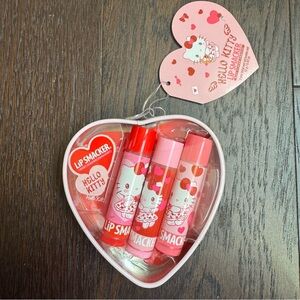 NWT - Hello Kitty Lip Smacker Heart Tin Lip Balm Trio